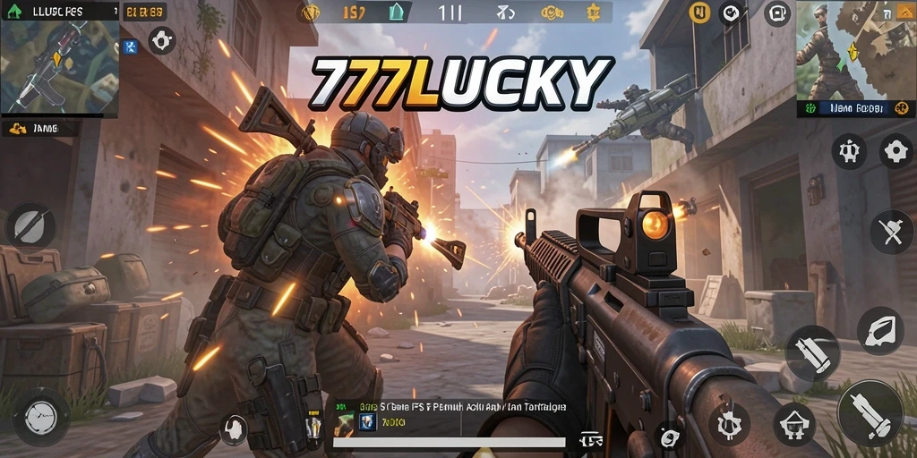 Tampilan gameplay mendebarkan dari 777LUCKY dalam aksi FPS.