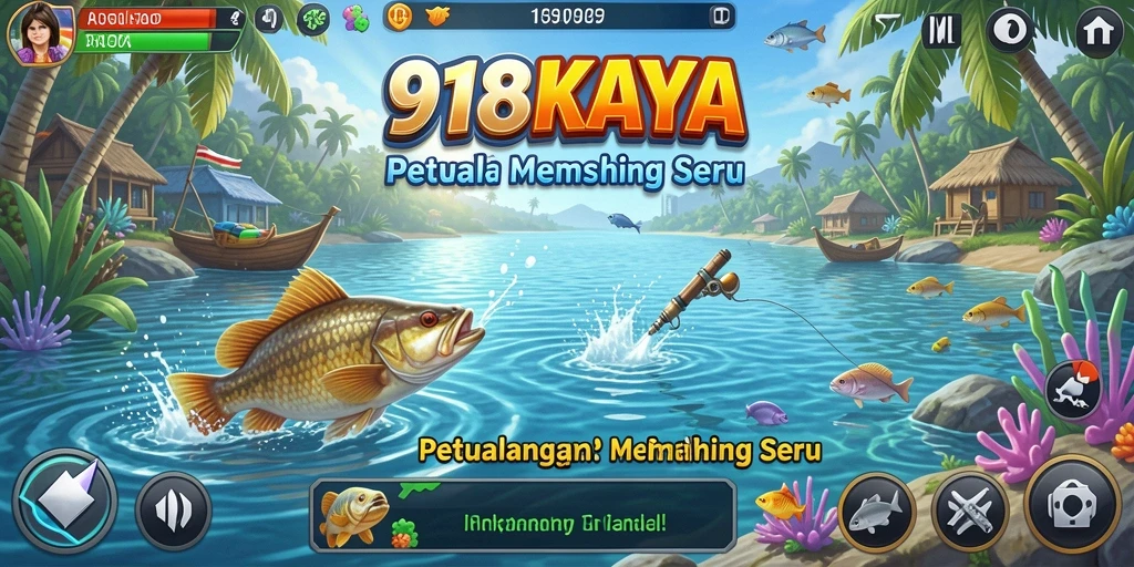 Screenshot gameplay 918KAYA yang menunjukkan aksi memancing seru.