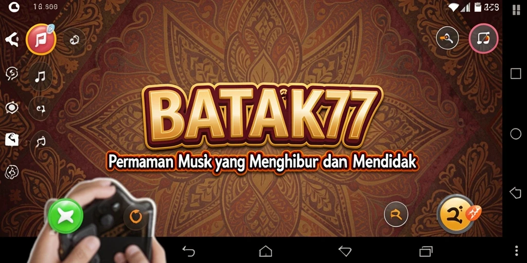 Tampilan gameplay BATIK77 dengan elemen musik yang menarik.