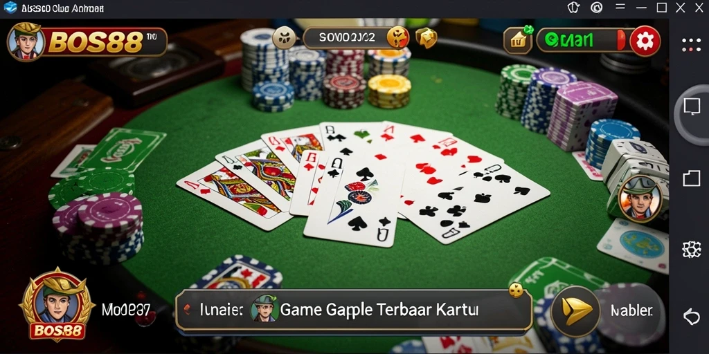 Tampilan seru gameplay Gaple di aplikasi BOS88 yang menghibur.