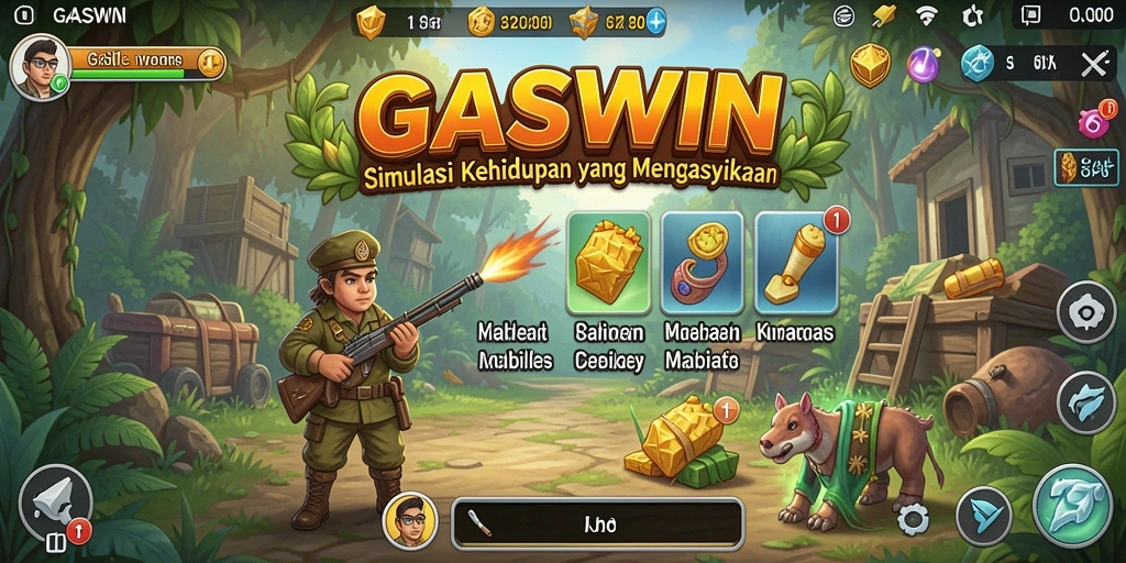 Tangkapan layar GASWIN menampilkan momen seru dalam gameplay simulasi kehidupan.