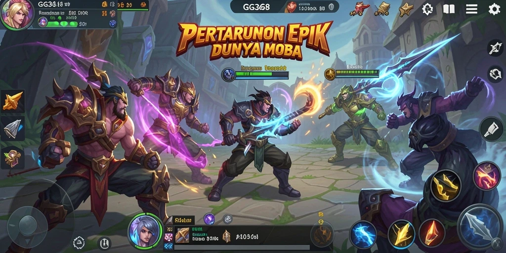 Tampak aksi seru dalam game MOBA GG368 dengan gameplay mengesankan.