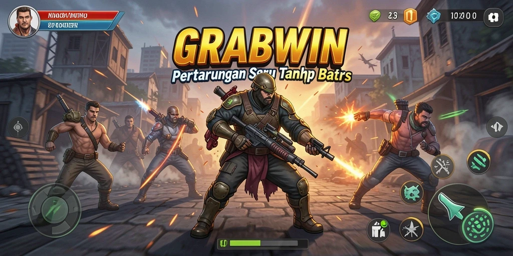 Tampilan gameplay GRABWIN menampilkan pertarungan yang dinamis dan seru.