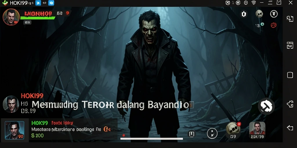 Tampilan gameplay HOKI99 yang menakutkan dan atmosfer mencekam.