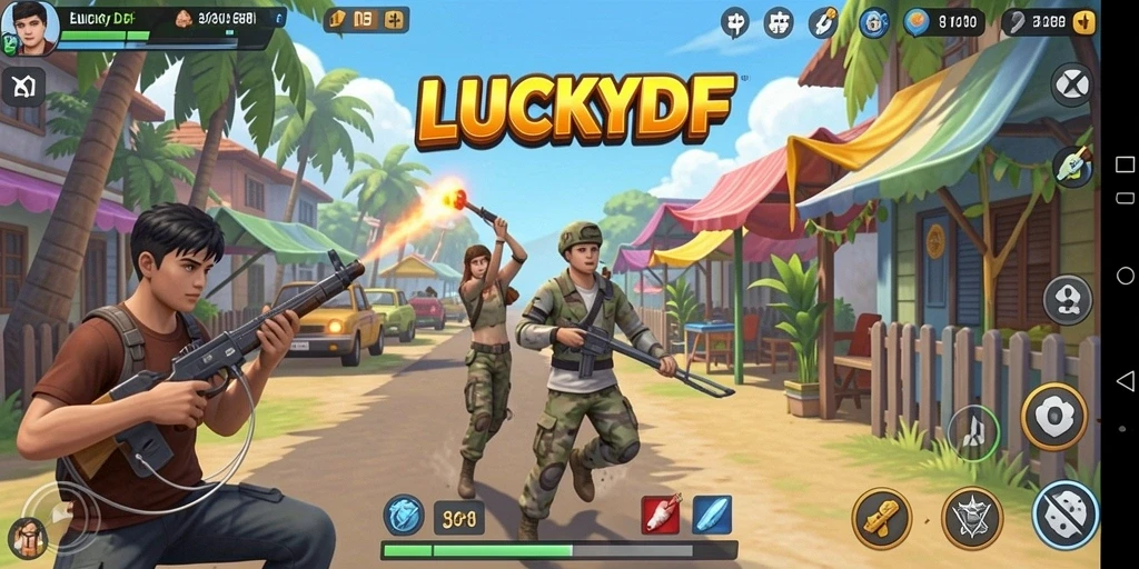 Tampilan gameplay yang menarik dari LUCKYDF dengan berbagai aktivitas simulasi.
