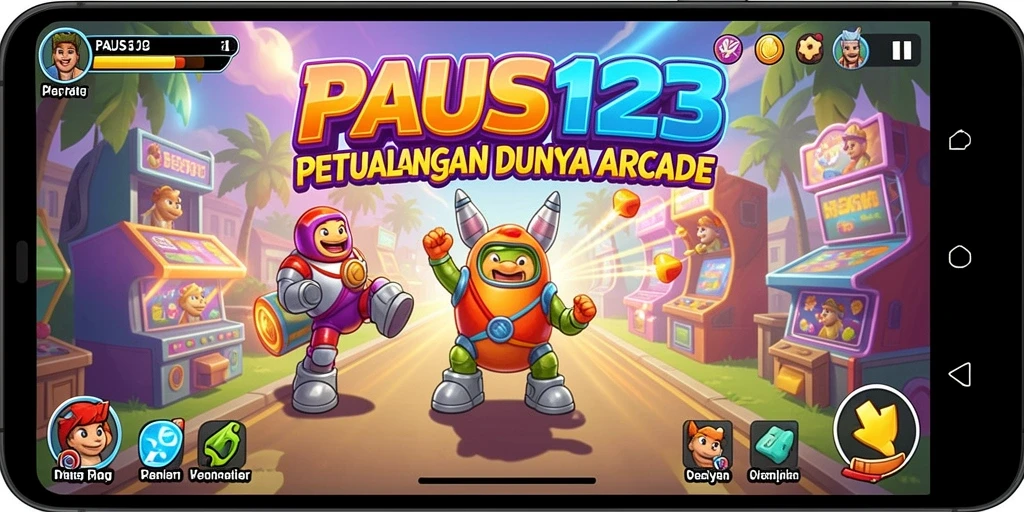 Tampilan seru gameplay PAUS123 dalam dunia Arcade yang penuh warna.