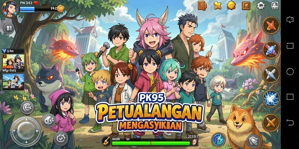 Tampilan gameplay PK95 yang memukau dengan karakter Anime.