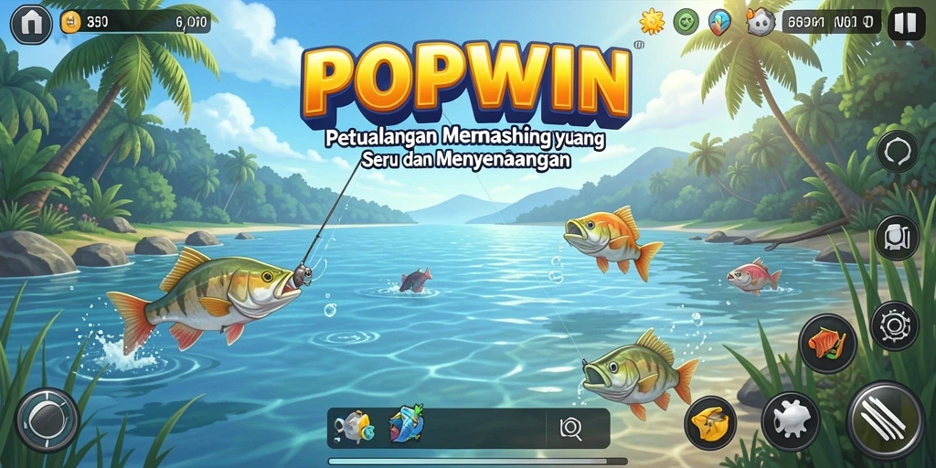 Tampilan gameplay seru dalam menangkap ikan yang beragam di POPWIN.