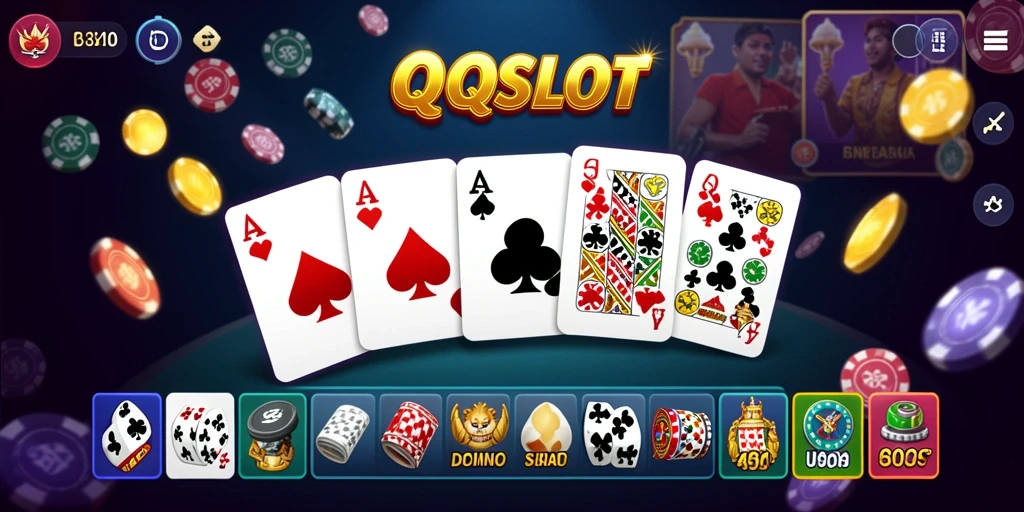 Screenshot gameplay QQSLOT menampilkan aksi domino yang mendebarkan.