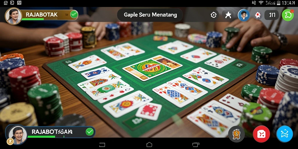 Screenshot gameplay RAJABOTAK menampilkan keseruan bermain Gaple.