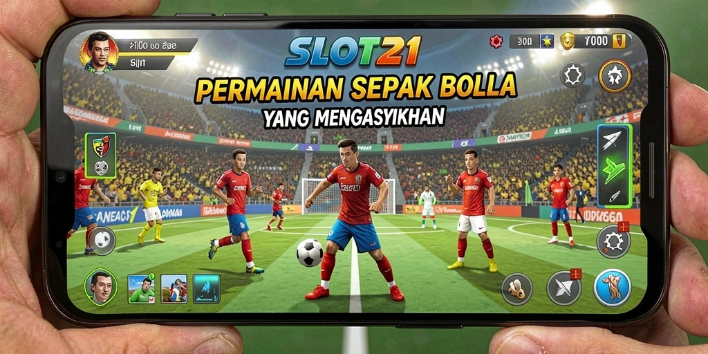 Tampilan gameplay SLOT21 yang mendebarkan dalam aksi sepak bola.