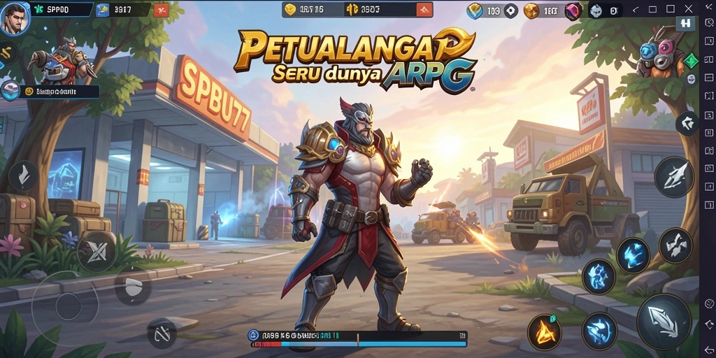 Tampilan seru gameplay SPBU77 dengan aksi pertempuran yang mendebarkan.